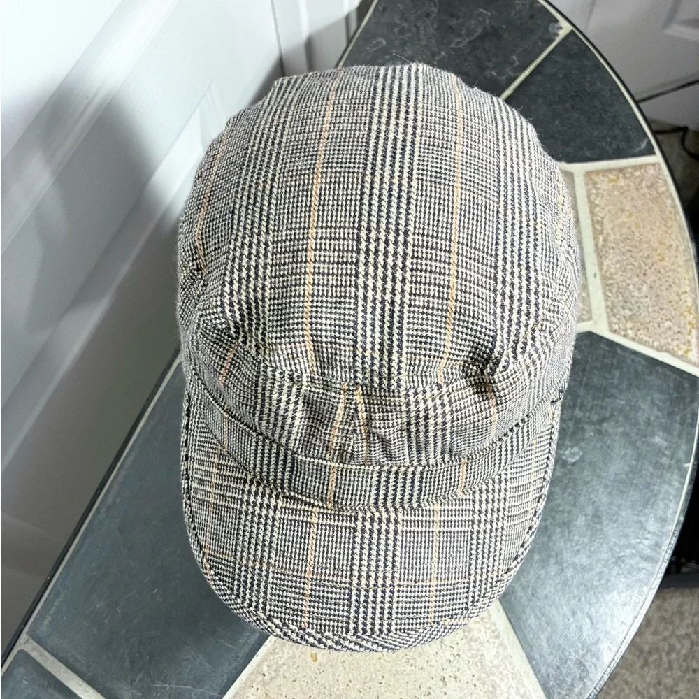 Y2K Ezekiel Glen Plaid Cadet Cap Vintage Brown Tan Women’s M/L